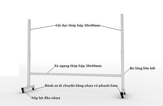 Bảng từ xanh Hàn Quốc có chân di động 120x210cm phào to