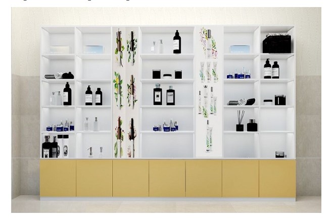 Tủ kệ trưng bày mỹ phẩm, trang sức rộng 2,8m cao 2,4m TK02 | Mobile