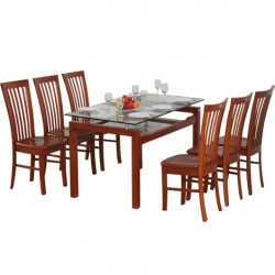 Bộ bàn ăn bằng gỗ có 6 ghế  ngồi TB09+6TGA02-1680