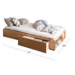 Giường gỗ 1m6x2m có ngăn kéo và kệ sách giá rẻ GCN11