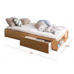 Giường ngủ 1m2x2m có ngăn kéo và kệ sách GCN14