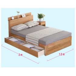 Giường gỗ công nghiệp cao cấp 1m2 có ngăn và kệ đầu giường GCN23