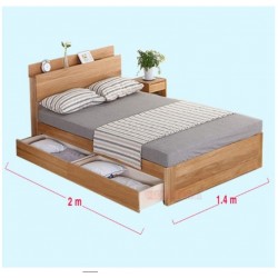 Giường gỗ công nghiệp cao cấp 1m4 có ngăn và kệ đầu giường GCN24