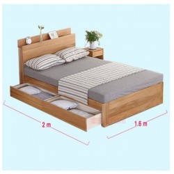 Giường gỗ cao cấp 1m6 có ngăn và kệ đầu giường GCN25