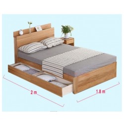 Giường ngủ cao cấp 1m8 có ngăn và kệ đầu giường GCN26