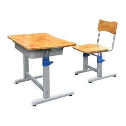 bộ bàn học trẻ em khung sắt mặt gỗ tự nhiên BHS20-4