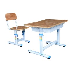 bàn ghế học sinh gỗ tự nhiên khung sắt BHS29B-4
