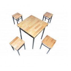 Bàn ghế quán ăn bằng gỗ cao su hoặc gỗ thanh BQA20