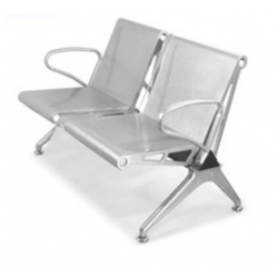 Băng ghế chờ 2 chỗ chân sơn tĩnh điện màu nhũ bạc GC06-2