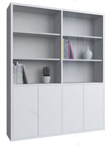 Tủ kệ để tài liệu có cánh kính kết hợp cánh gỗ mở KSG210