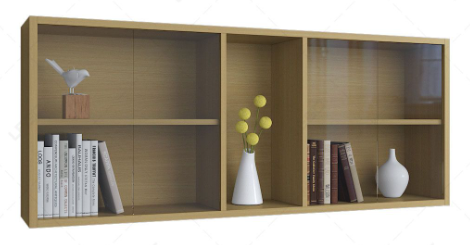 Kệ gỗ cánh kính treo tường có 5 ngăn để sách KSG227