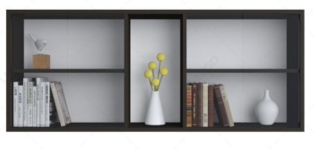 Kệ gỗ cánh kính treo tường có 5 ngăn để sách KSG227